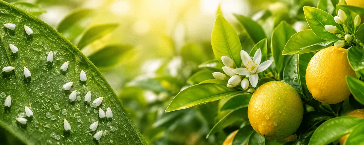 Weiße Fliege an Citrus
