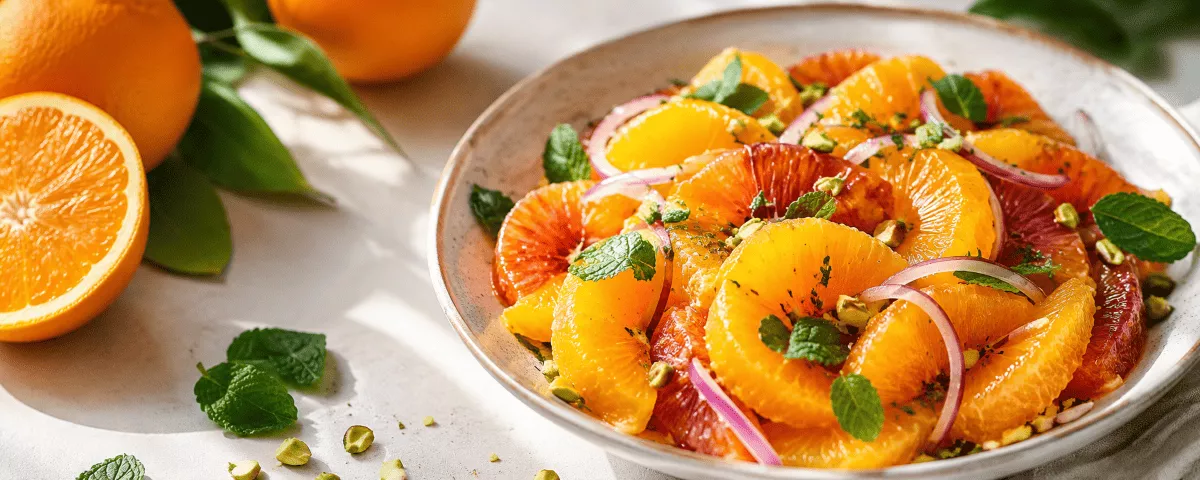 Frischer Orangensalat mit sonnengereiften Orangen