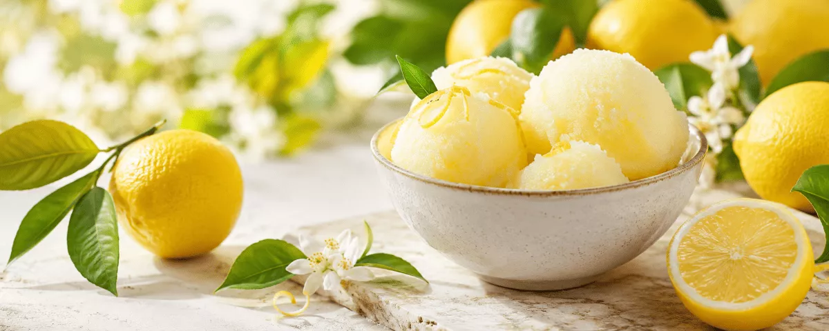 Zitronensorbet mit frischen Zitronen selber machen